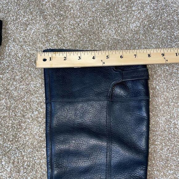 TIMBERLAND Boots Black Wedge Heel Leather knee high buckle detail SZ 9.5 - Picture 10 of 11